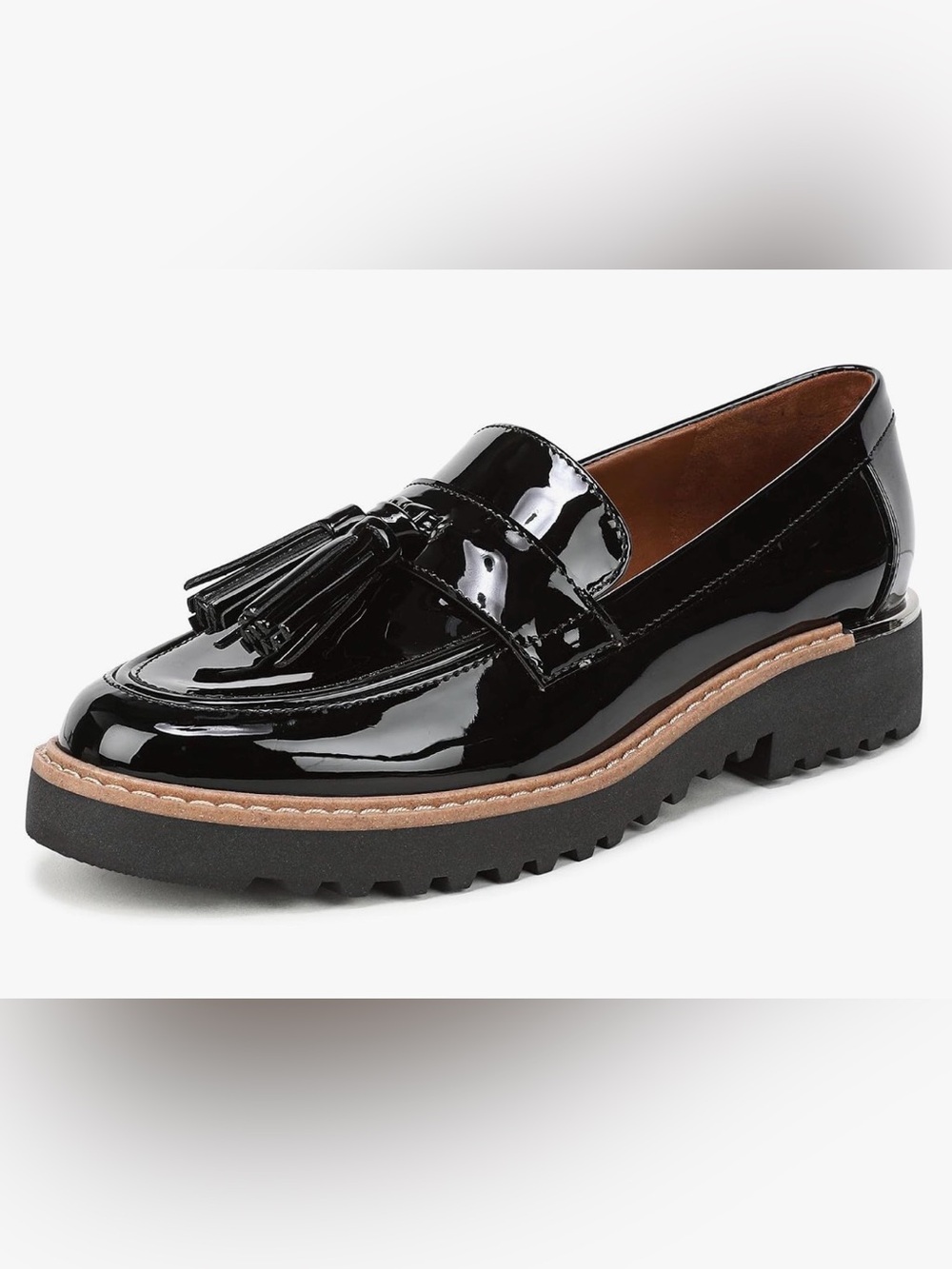 Franco Sarto Carolynn Black Patent Tassel Loafer